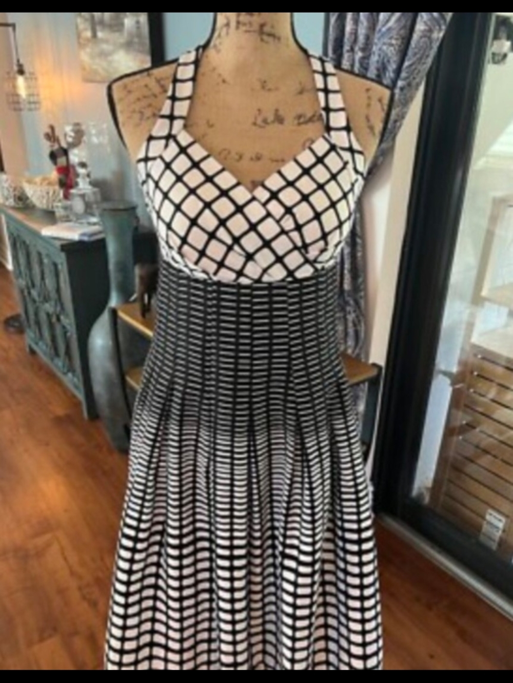 Vintage Halter Spring Dress Drop Waist Fit And Flare Pleated Checkered Y2K